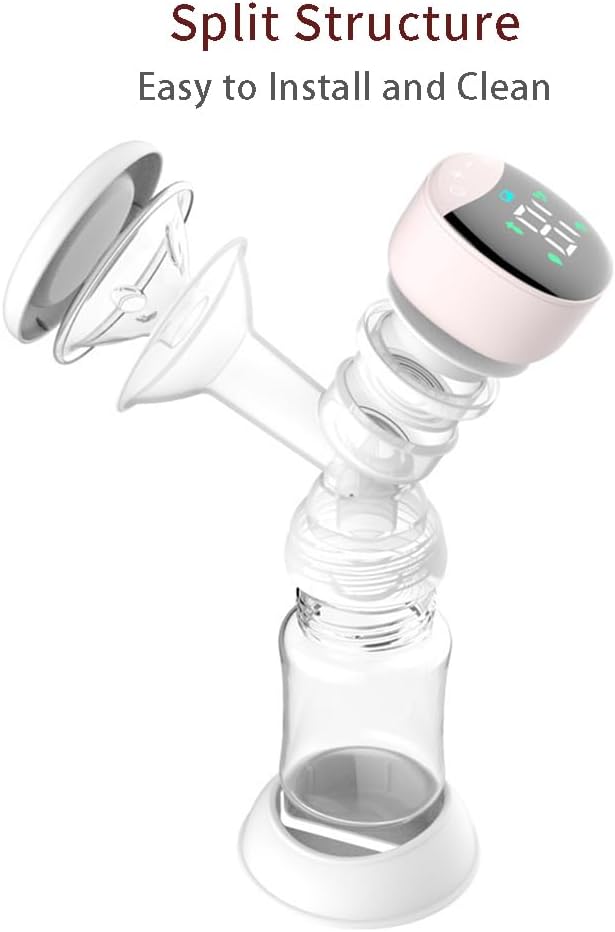 4 Modes and 12 Levels LED Display Rechargeable Electric Breast Pump with Painless Breast Soak Silicone Flange,Anti-Backflow Non-Spill Low Noise Portable Breastfeeding Pump with 10 Milk Storage Bags