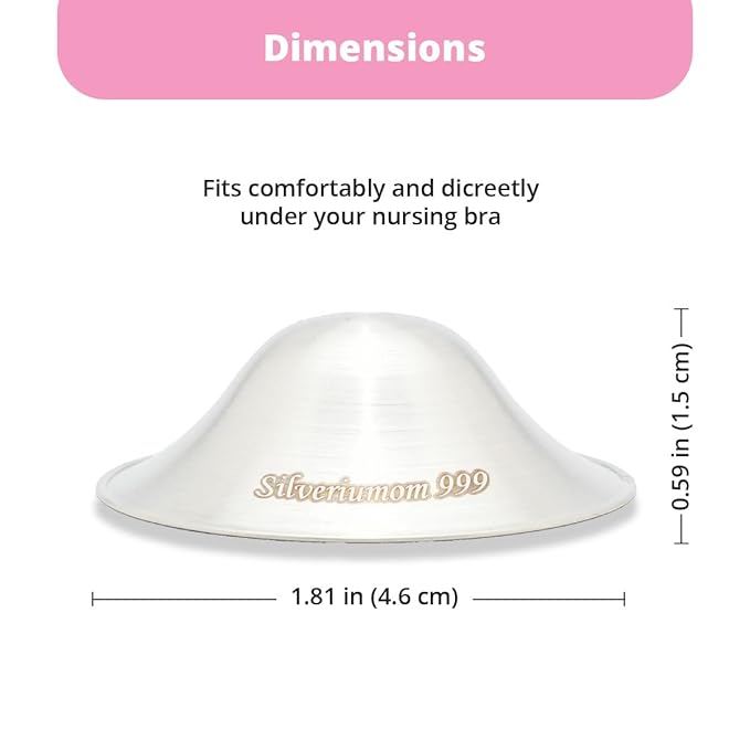 Silveriumom The Original Silver Nursing Cups - Nipple Shields for Nursing Newborn - 100% Pure Silver 999 Silver and Handmade - Nipple Covers Breastfeeding (Trilaminate Silver Regular)