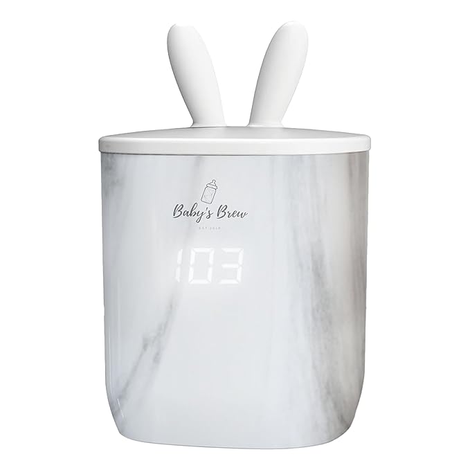 Baby's Brew Portable Bottle Warmer – Cordless Baby Bottle Warmer for Breastmilk & Formula, Rechargeable Travel Milk Warmer, Leak-Proof, Compact, Marble, Adapter Not Included