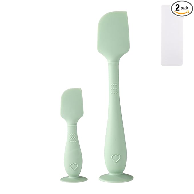 2pcs Baby Diaper Cream Spatula with Travel Case, 2 Sizes Soft Flexible Silicone Butt Paste Applicator Baby Diaper Rash Cream Spatula Bum Brush for Newborn(Green)