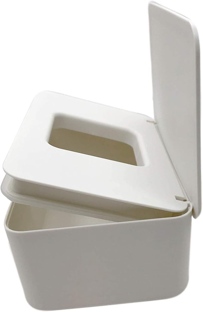 DEF Wipes Dispenser, Polypropylene Baby Wipes Case Sealed Keeps Wet Tissue Fresh Flushable Case Holders Easy Open and Close Non-Slip for Desk Office Dorm Kitchen Washroom Vanity (White)