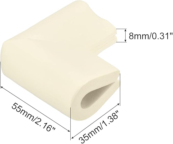 uxcell Corner Guards Edge Protectors, 4Pack U Foam Safety Bumper W Self-Adhesive Tape Furniture Corner Table Edge Guard, 2.16"x1.38"x0.315", White