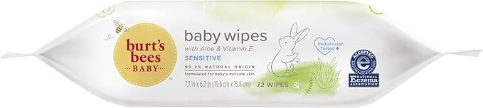 Burt’s Bees Baby Wipes, Unscented Natural for Sensitive Skin with Aloe and Vitamin E - 72 Baby Wipes – 10 Pack