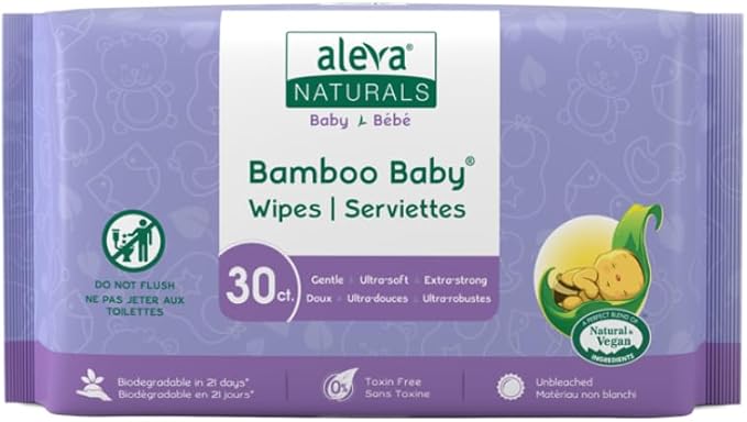 Aleva Naturals Bamboo Baby Travel Wipes - 30ct