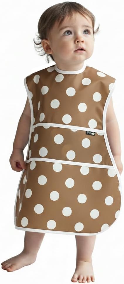 Plie Full Coverage Waterproof Feeding Bib for Toddlers – Extra Long Apron Bib for Mealtime, Self-Feeding, High Chairn