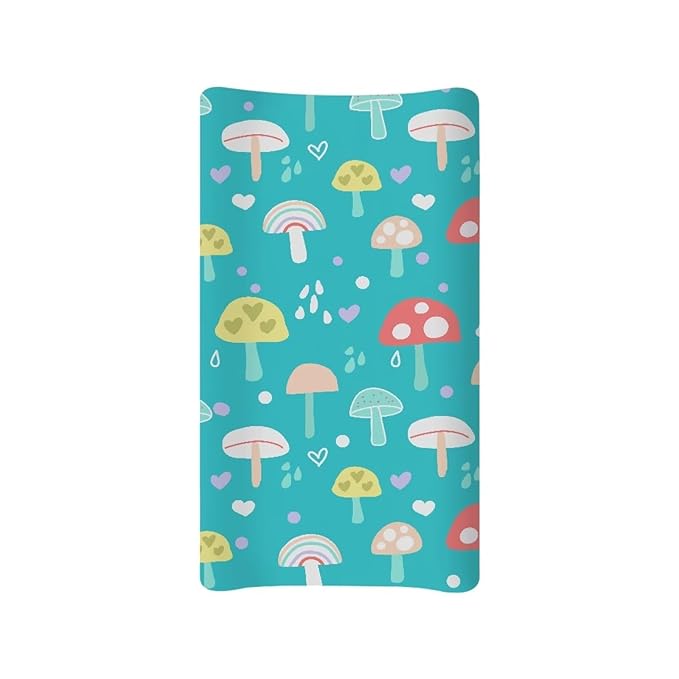 Baby Stretchy Changing Pad Cover, Breathable Changing Pad Cover for Infants and Toddles, Mushroom Print 16 * 32 Inches