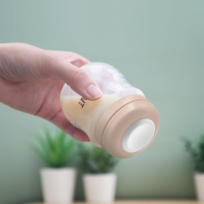 Maymom Screw Lids Aka Travel Caps with Rewritable Sealing Disc Compatible with Avent, Maymom Wide Mouth Bottles; Cap Replace Avent Natural Bottle Sealing Ring and Sealing Disc, 6pcs. (Khaki)