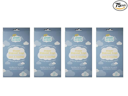 Angel of Mine: Diaper Disposal Sacks Bags (Scented to Neutralized Odors) 75 Count Per Box (Four Boxes)