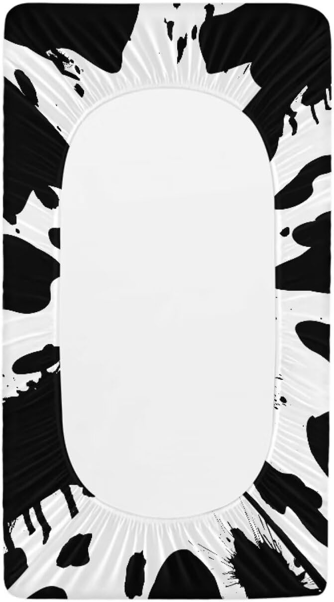 Cow Print Changing Table Covers Durable Baby Diaper Change Sheet Ultra Soft Contoured Pad for Baby Boys Girls Nursing Room Decor