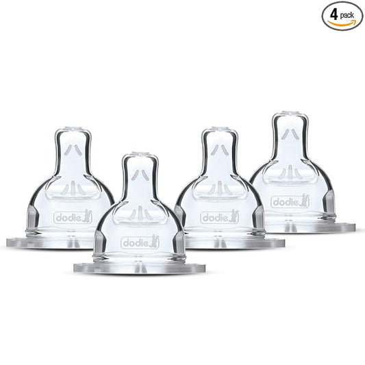 Dodie Pack of 4 Flat Anti-Colic Teats Sensation Flow 3 - Fast