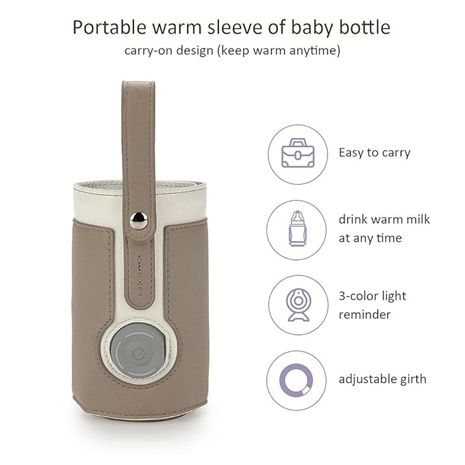 RiToEasysports Bottle Warmer Bag, USB Heating Cover with 3 Temp Settings, Portable Milk Bottle Warmer for Home, Travel, and Outdoor Use by Parents & Lovers