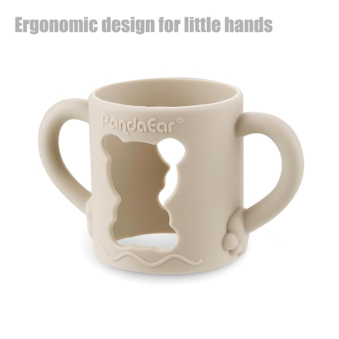PandaEar 4 Pack Silicone Baby Bottle Handles with Dr Brown Narrow Baby Bottles 8 oz/250 ml, Non-Slip Easy Grip Handles