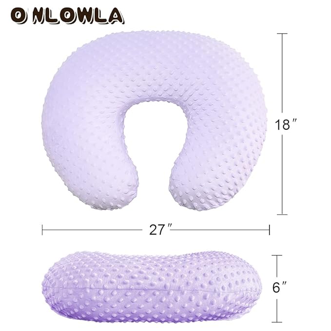 OWLOWLA Nursing Pillow Cover, Breastfeeding Pillow Slipcover Fits Nursing Pillow for Baby Boy Girl(Lilac)