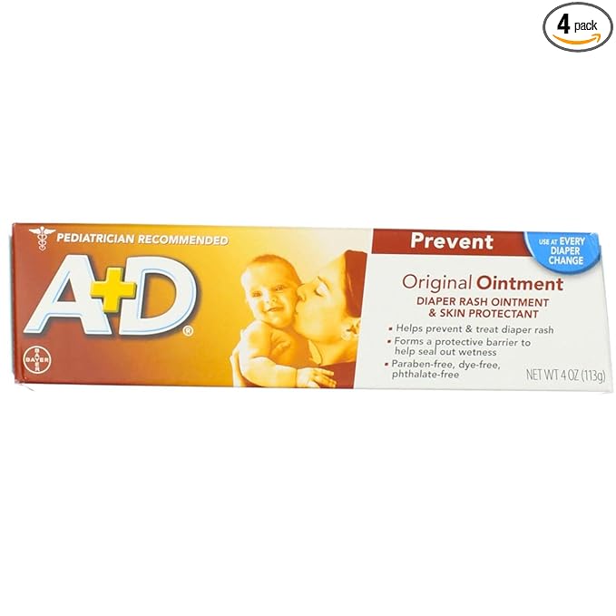 A&D Diaper Rash Ointment Skin Protectant Original - 4 oz, Pack of 4