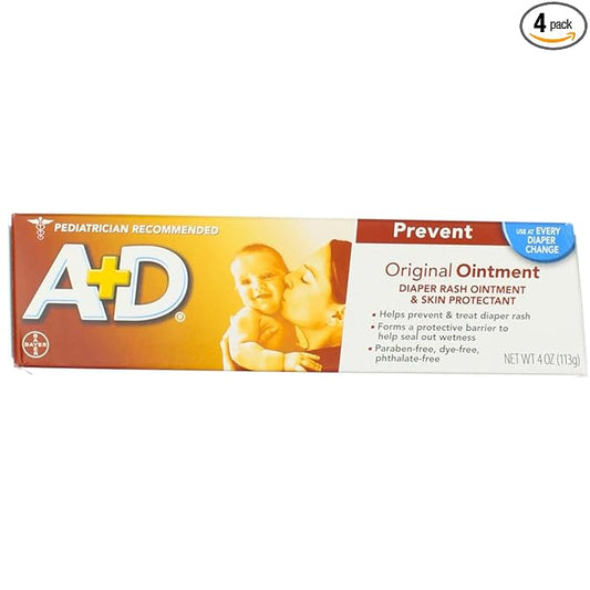A&D Diaper Rash Ointment Skin Protectant Original - 4 oz, Pack of 4