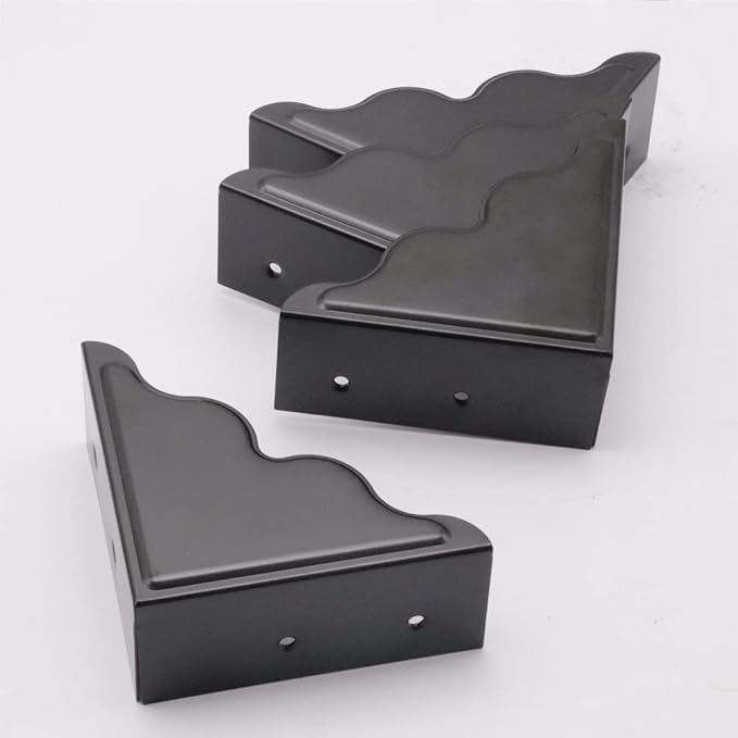 Metal Corner Protector - Set of 4 Black Box Corner Protectors for Edge Safety Guarding Cabinet, Furniture, Desk, and Case. Thickened Hardware for Enhanced Protection