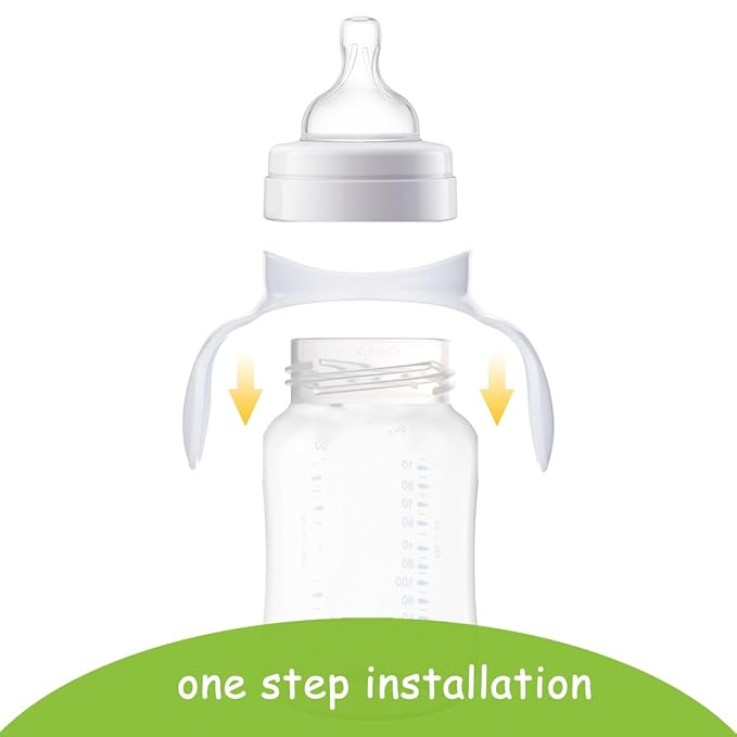 Replacement Bottle Handles Compatible with Avent Anti-Colic Bottle Series (White & Blue, 6 Pack)