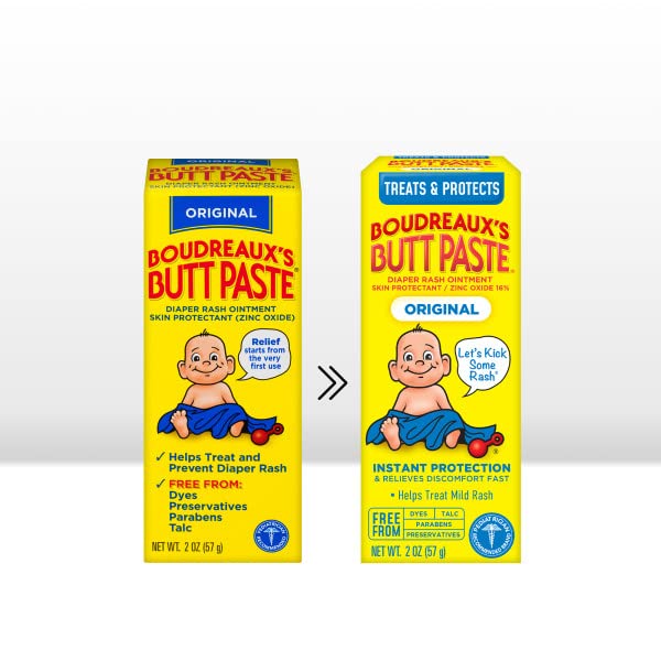 Boudreauxs Butt Paste Diaper Rash Ointment, vJBQdk, Original - Contains 16% Zinc Oxide - Pediatrician Recommended - Paraben and Preservative-Free - 2Pack (4 Ounce)