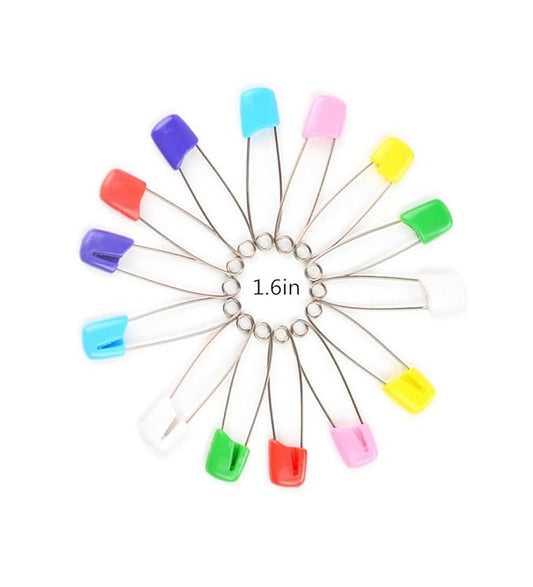 20 PCS Assorted Colors Baby Child Infant Kids Cloth Diaper Nappy Pins Stainless Steel Safety Pins with Colorful Plastic Head Safety Locking, Safety Hold Clip Locking Cloth (1.6in)