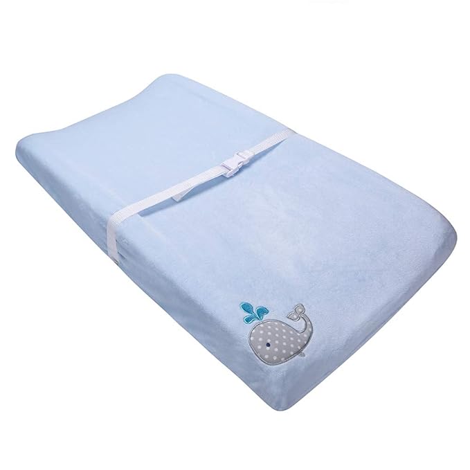 Coral Velvet Nursery Diaper Changing Table Cover Baby Girl Baby Boy Diaper Changing Pad Cover 1PC (Light Blue Whale)