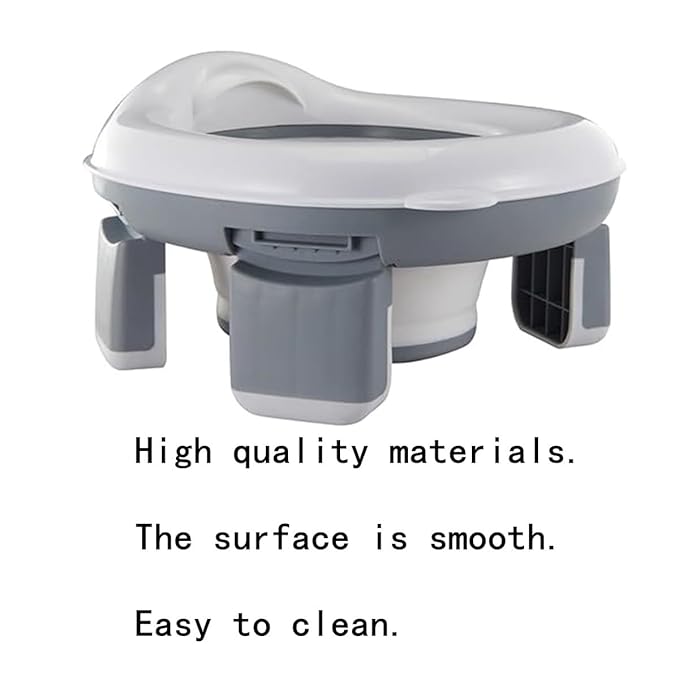 Travel Foldable Potty Training Toilet with Storage Bag, Non-Slip Portable Car Potty Outdoor Indoor Easy to Clean (Gray)