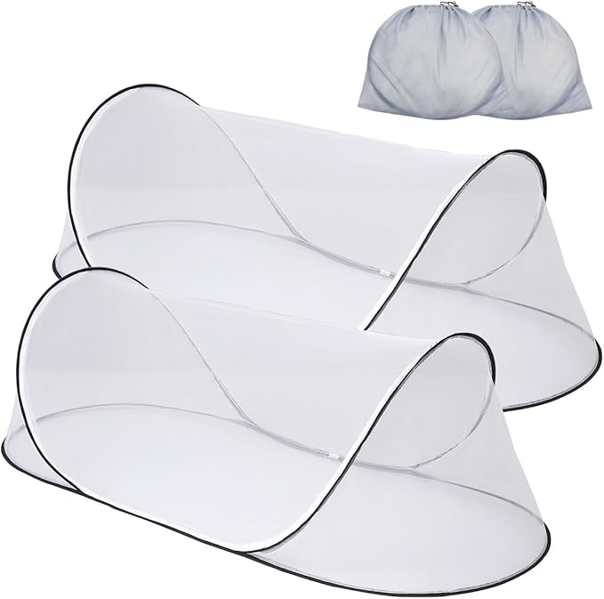 Akiky Large Pop up Mosquito Tent Portable Mosquito Net for Bed Camping Travel Outdoor 2PC Foldable Netting Mesh Tent Canopy for Adults Baby Bedroom