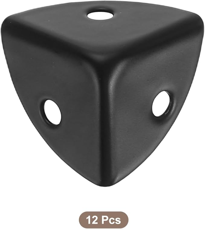 uxcell 12Pcs Decorative Box Corner Cover, 18mm Metal Edge Guard, Furniture Corner Edges Protector, Black