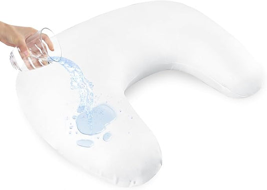 Hooyax Waterproof Nursing Pillow Cover, Stretchy Nursing Covers for New-Designed Breastfeeding Pillows, Adorable Infant Feeding Pillow Slipcover for Baby Boy and Girls (White)