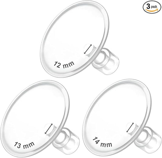 Maymom MyFit Flanges Crater Goldie Pack 12 13 14 mm Compatible with Medela Breast Pumps and Maymom Wide Base and Narrow Base Connectors