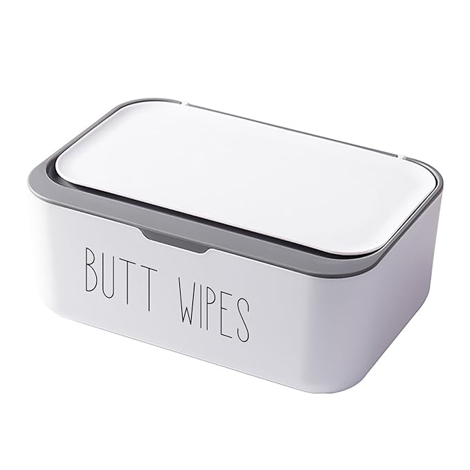 Flushable Butt Wipes Dispenser for Bathroom Toilet Wipes Container Nursery, Chic Bathroom Decor, 7.48"L x 5.12"W x 2.95"H