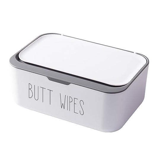 Flushable Butt Wipes Dispenser for Bathroom Toilet Wipes Container Nursery, Chic Bathroom Decor, 7.48"L x 5.12"W x 2.95"H