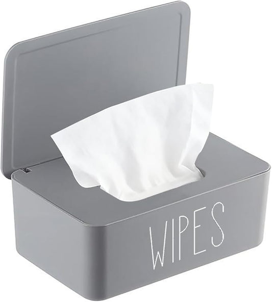 Sleek Baby Wipes Dispenser Easy to Access Bathroom Flushable Butt Wipes Container Holder Refillable,7.28" L x 4.80" W x 2.75" H (Grey)