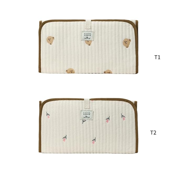 Portable Baby Changing Pad Foldable & Water Proofing Mat Built-in Mesh Pocket for Newborns and Parents During Travel (Tulip)