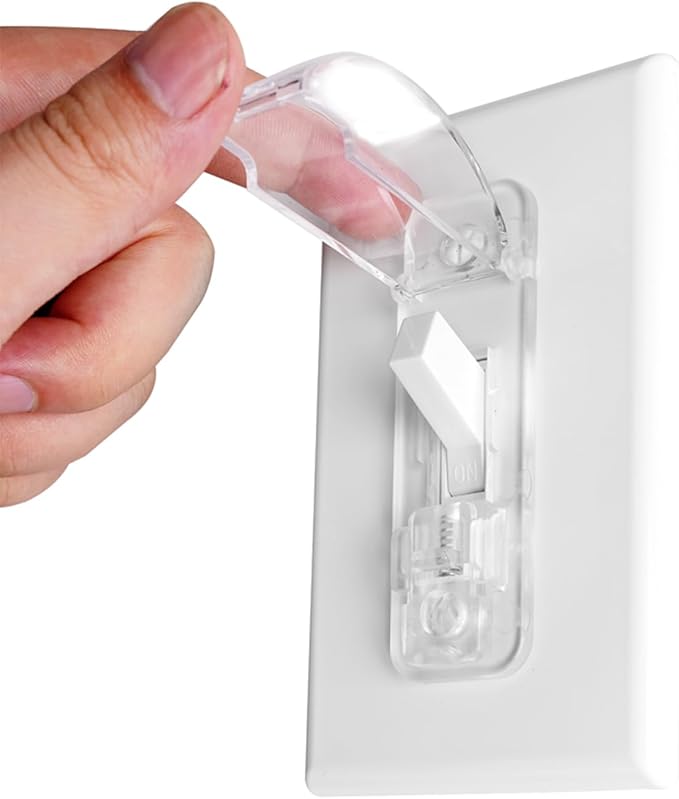 (Clear, 4 Pack) Wall Switch Guard, Child Proof Light Switch Plate Covers Protects Your Lights from being Accidentally Turned On or Off by Children and Adults