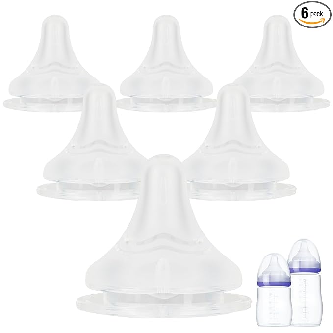 Silicone Nipples for Lansinoh Bottles, Size L,Replacement Bottle Nipple,6m+,Fast Flow, 6 Count