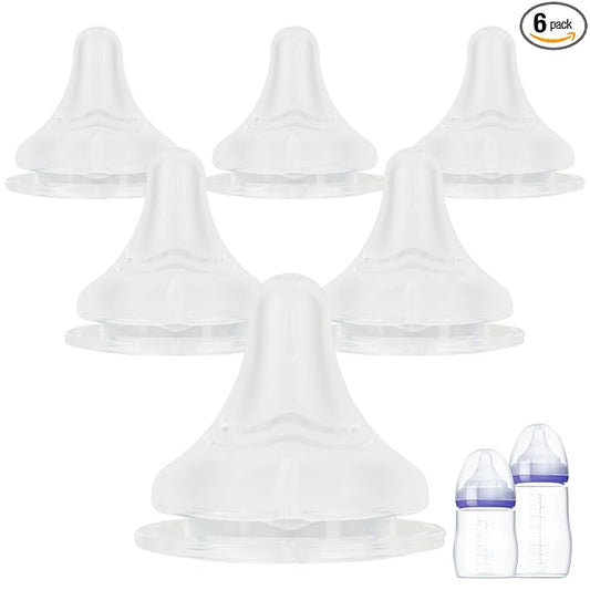 Silicone Nipples for Lansinoh Baby Bottle, Size S,Replacement Bottle Nipple,1m+,Slow Flow, 6 Count