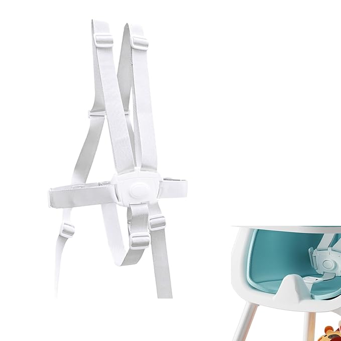 5 Point Harness Seat Belt Strap Belt,High Chair Strap,Baby Safe Harness for Stroller Pushchair Pram Buggy Safe Protection,Harness Strap Belt,Shoulder Strap Belts(White)