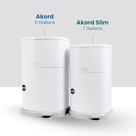 Janibell Akord Slim Can (M280DA) Bundle – 7 Gallon Adult Diaper Pail with Pre-Installed Liner + 1 Additional Continuous Refill