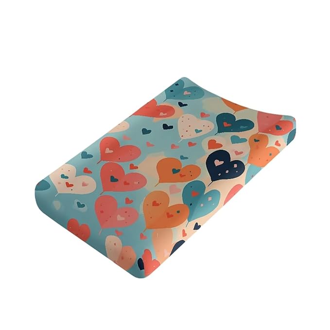 Heart Balloons Changing Pad Cover for Baby Girls Boys Comfort Diaper Change Table Pad Covers Soft Changing Pad Sheets