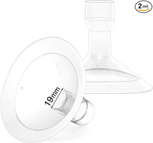 Replace Flanges 2-Pack of 19mm Breast Shields Compatible with Lansinoh, Medela, Spectra Breast Pumps, Pump Parts for Medela Breast Shields Personalfit Flex, Lansinoh Flange Accessories, Spectra Flange