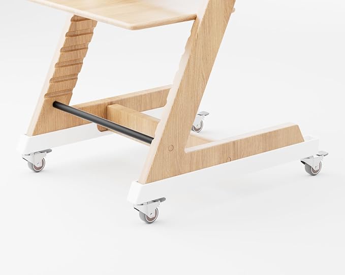Wheels Compatible with Stokke Tripp Trapp High Chair, 360°Flexible Swivel,Silent casters, Easy Installation Without Drilling, Prevents Damage to the high Chair (White, Handbrake Wheel)