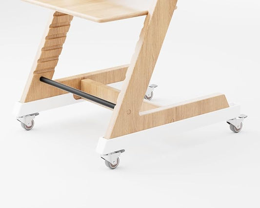 Wheels Compatible with Stokke Tripp Trapp High Chair, 360°Flexible Swivel,Silent casters, Easy Installation Without Drilling, Prevents Damage to the high Chair (White, Handbrake Wheel)