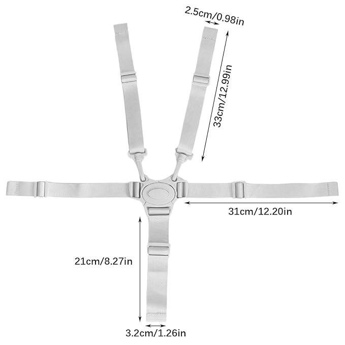 Universal High Chair Straps, 5 Point Baby Safety Strap Belt Adjustable Harness Baby Safety Strap Belt for Stroller Pushchair