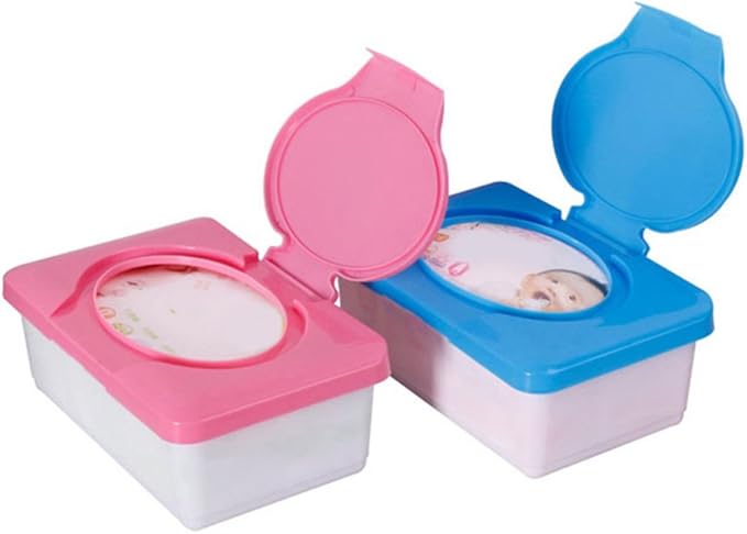 Afco Wet Tissue Storage Box Plastic Case Car Office Wipes Holder with Buckle Lid Blue
