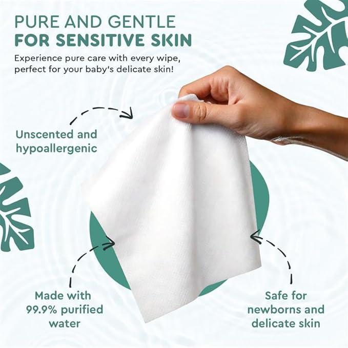 Water Based Baby Wipes, 99.9% Purified Water, Unscented & Gentle for Sensitive Skin, Plastic-Free, 9 Packs (60 Wipes Each) – Safe for Newborns & Toddlers