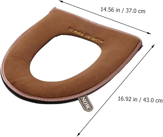 Cabilock 2pcs Toilet Cover Toilet Mat Toilet Pillow Commode Liners Heated Toilet Seat Sticky Toilet Seat Cover Toilet Seat Cushion Round Toilet Seat Round Toilet Warmer Flannel Soft Zipper