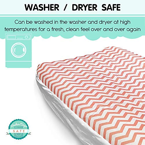 Waterproof/Leak-Proof Diaper Changing Pad Covers with Elastic Edges – Fits Standard Changing Pads – Soft, Unique Machine Wash & Dryer Safe, Snug Fit – (Coral)