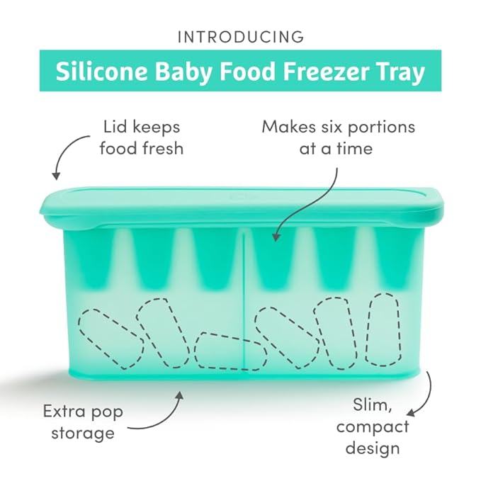 Munchkin® Baby Feeders for Fresh Food and Fruit and Silicone Baby Food Freezer Tray, Blue/Mint