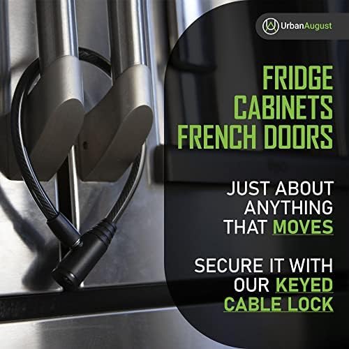 Urban August Child-Proof Refrigerator Lock for Kids & Adults - Lock for French Door Fridge and Cabinet (Regular, White, 6 Pack Keyed Alike)