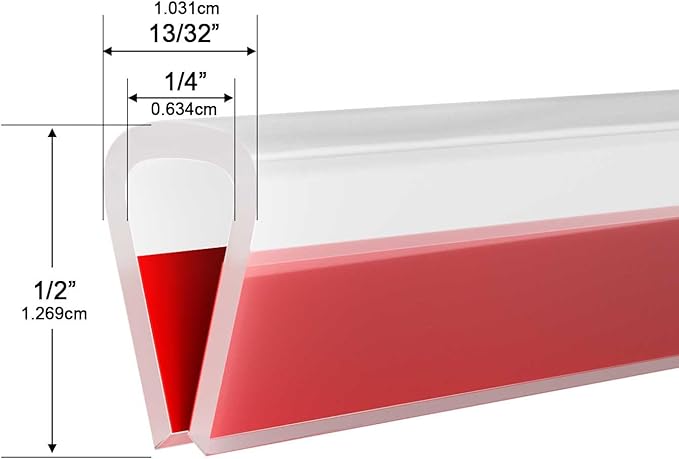 Silicone Edge Trim Self-Adhesive U Channel Silicone Edge Trim Edge Protector for Sheet Metal (Clear, Fit 1/4" - L 10')